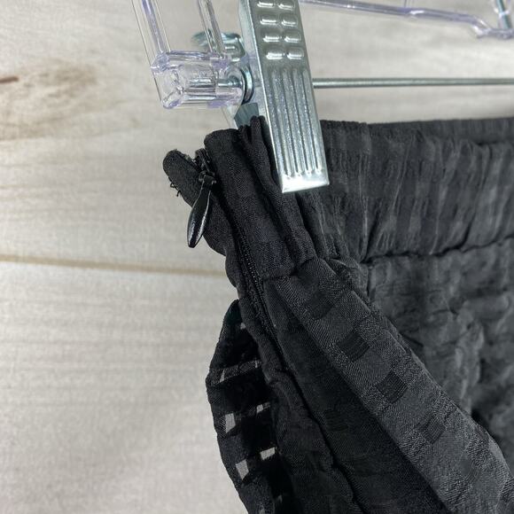 Akira Chicago Skirt Sz S Black Burnout Chiffon Lined Pleated Flare Lightweight - Picture 6 of 10